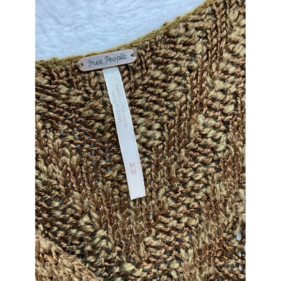 Free People Chevron Sweater Tank‎ Size M Brown Knit Cotton Relaxed Slouchy Boho - Picture 6 of 12